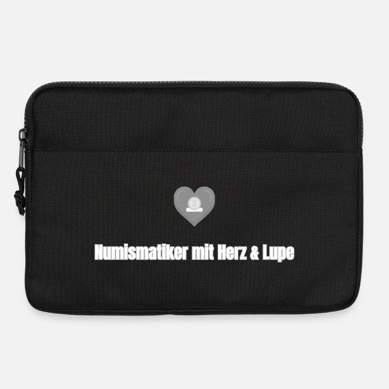 Numismatiker mit Herz & Lupe - Laptoptasche 13" - Schwarz