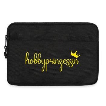 Hobbypinzessin lettrage jaune avec couronne - Sacoche pour ordinateur portable 13 pouces - noir - Devant