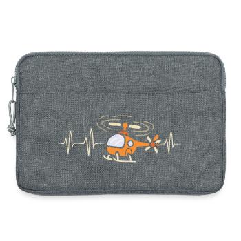 Helicopter Heartbeat Cartoon Design - Laptop bag 13" - heather grey - Front