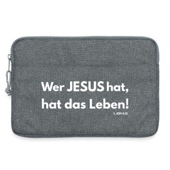 He who has Jesus has life 1 John 5:12 - Christian - Laptop bag 13" - heather grey - Front
