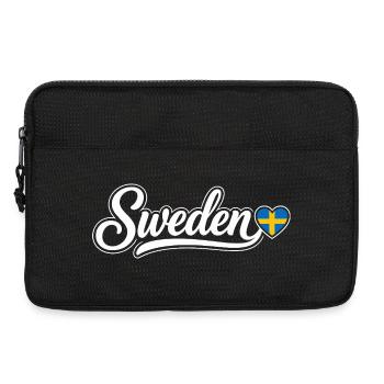Schwedisches Skript mit Flaggenherz Fächer Patriotisch - Laptoptasche 13" - Schwarz - Vorne