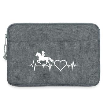 Pferd Reiterin Herz Herzschlag EKG Mädchen - Laptoptasche 13" - Grau meliert - Vorne