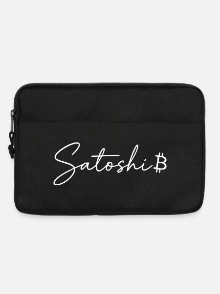Satoshi Schriftzug Bitcoin Symbol Script Crypto - Laptoptasche 13" - Schwarz
