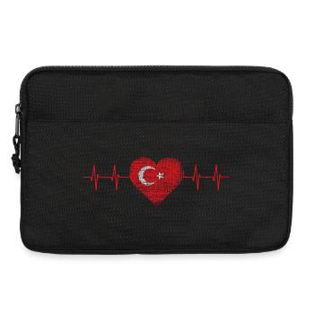 Battement de cœur avec le drapeau turc - Sacoche pour ordinateur portable 13 pouces - noir - Devant