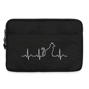 Minimalist Feline Heartbeat Cat Lover Gift - Laptop bag 13" - black - Front