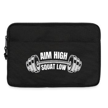 Aim High Squat Low Funny Workout Motivation - Laptop bag 13" - black - Front