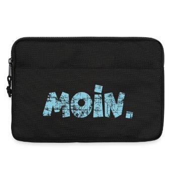 Moin. (Vintage Hellblau) Guten Morgen Gruß - Laptoptasche 13" - Schwarz - Vorne