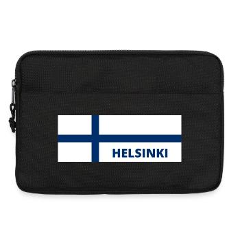 La ville d’Helsinki dans le drapeau finlandais - Sacoche pour ordinateur portable 13 pouces - noir - Devant