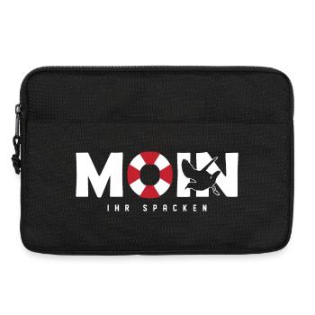 Lustiger Spruch " Moin Ihr Spacken " - Laptoptasche 13" - Schwarz - Vorne