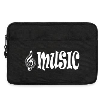 Musique - Style typographique classique rétro - Sacoche pour ordinateur portable 13 pouces - noir - Devant