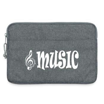 Musique - Style typographique classique rétro - Sacoche pour ordinateur portable 13 pouces - gris chiné - Devant