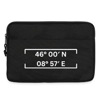 Koordinaten Lugano Minimalistisch - Laptoptasche 13" - Schwarz - Vorne