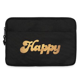 Happy Gold Squiggles Cursive Happiness Quotes - Laptop bag 13" - black - Front