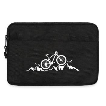Mountain biking in the mountains silhouette - Laptop bag 13" - black - Front