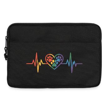 Battement de cœur coloré avec une patte de chien - Sacoche pour ordinateur portable 13 pouces - noir - Devant