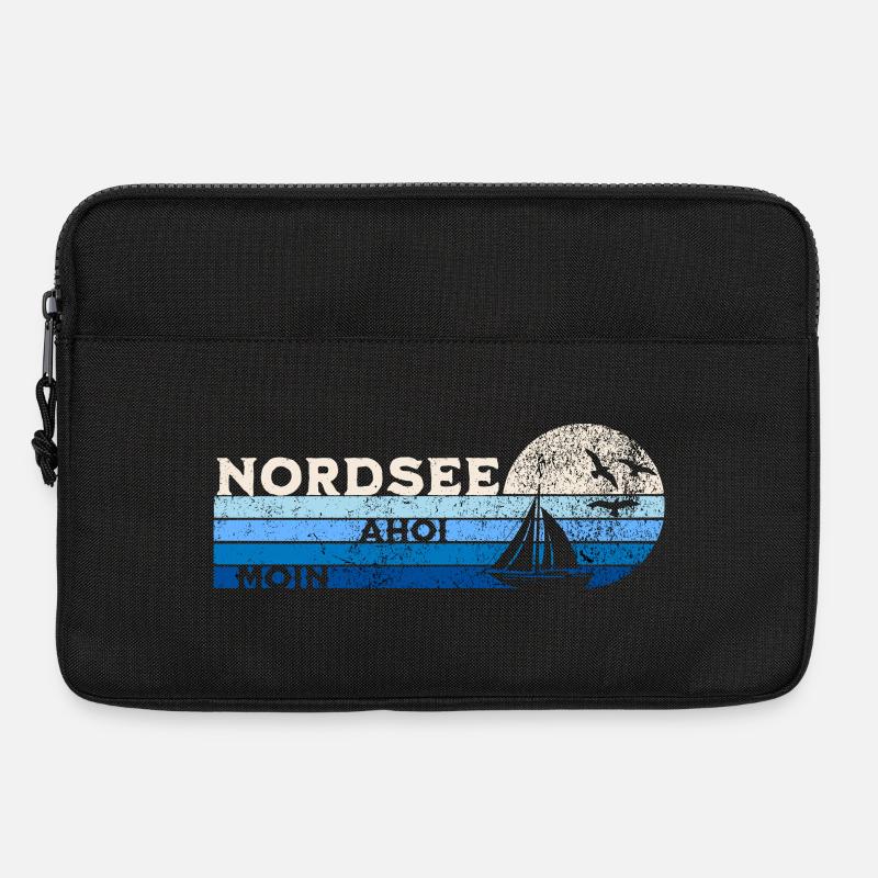 Nordsee Segelboot und Möwen - Laptoptasche 13" - Schwarz