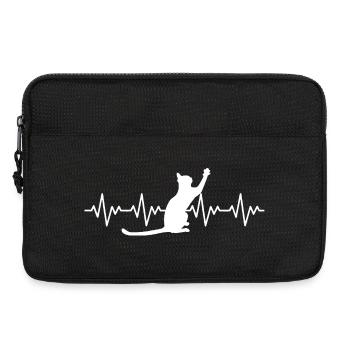 Katze EKG Herzfrequenz Herzschlag - Laptoptasche 13" - Schwarz - Vorne