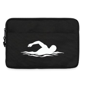 Schwimmer-Silhouette im Wasser - Laptoptasche 13" - Schwarz - Vorne