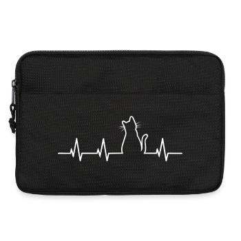 Silhouette de chat avec battement de cœur - Sacoche pour ordinateur portable 13 pouces - noir - Devant