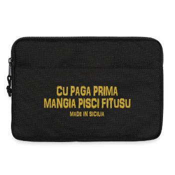 Trinacria T-Shirt Sizilien Sizilianisches Sprichwort - Laptoptasche 13" - Schwarz - Vorne