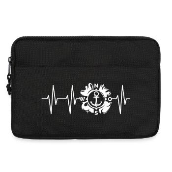 pouls, boussole, battement de coeur, icône, nord, mer, mer - Sacoche pour ordinateur portable 13 pouces - noir - Devant