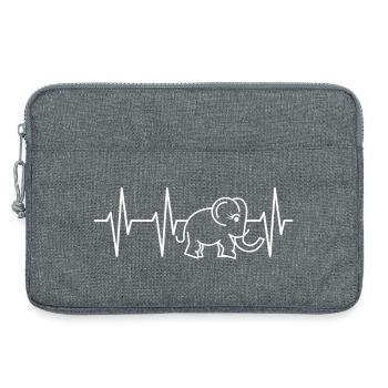 pulse, elephant, trunk, heartbeat, comic, cute animals - Laptop bag 13" - heather grey - Front