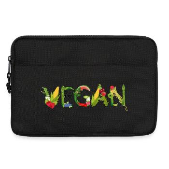 VEGAN Schriftzug aus Obst und Gemüse Illustration - Laptoptasche 13" - Schwarz - Vorne