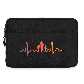 Père avec deux fils battement de coeur papa fils - Sacoche pour ordinateur portable 13 pouces - noir - Devant