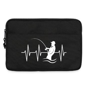 Herzschlag Angler Puls angeln icon Fisch Fische - Laptoptasche 13" - Schwarz - Vorne