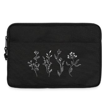 Minimalistische Wildblumen Illustration - Laptoptasche 13" - Schwarz - Vorne