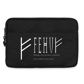 Fehu Schriftzug Design weiß - Laptoptasche 13" - Schwarz - Vorne