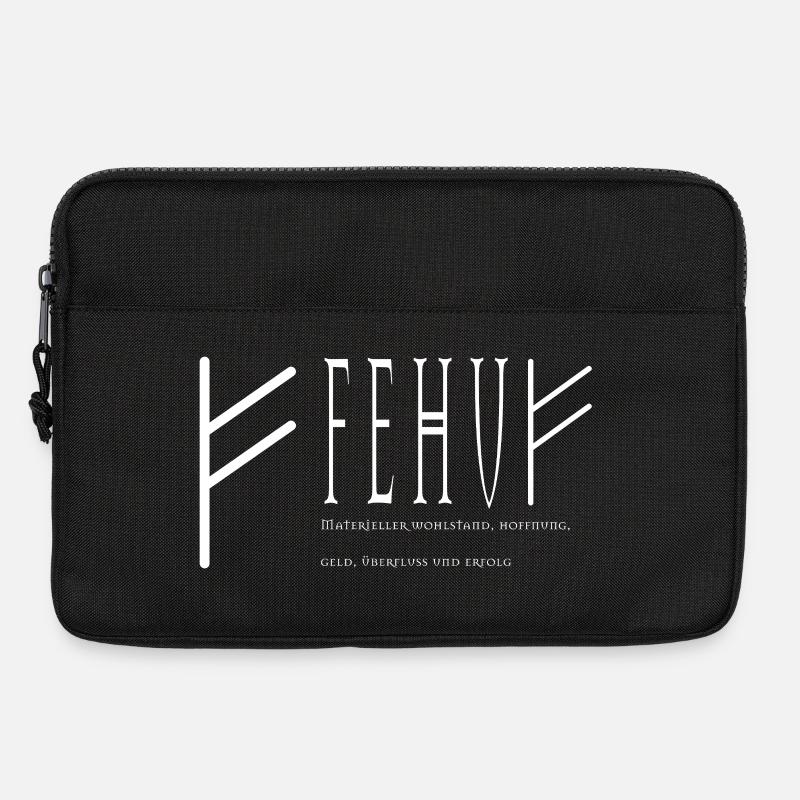 Fehu Schriftzug Design weiß - Laptoptasche 13" - Schwarz