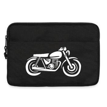 Moped und Motorrad Cartoon - retro racing biker - Laptoptasche 13" - Schwarz - Vorne
