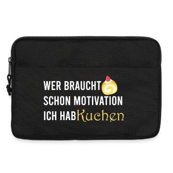 Wer_braucht_schon_Motivation_Ich_hab_Kuchen_- - Laptop bag 13" - black - Front