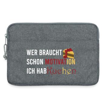 Who needs motivation I've got cake - Laptop bag 13" - heather grey - Front
