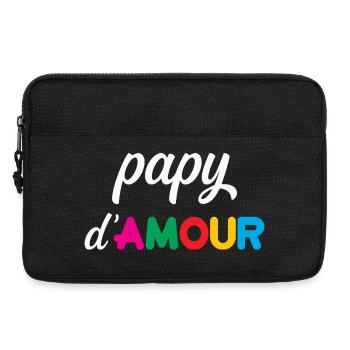 Papy d’amour – humour famille cadeau fête tendress - Sacoche pour ordinateur portable 13 pouces - noir - Devant