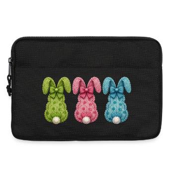 Ostern Drei Osterhasen von hinten in einer Reihe  - Laptoptasche 13" - Schwarz - Vorne