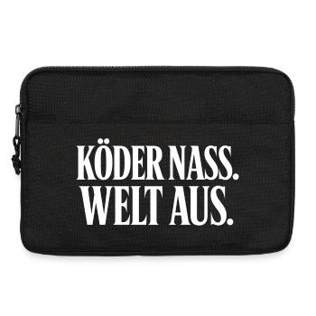 Köder Nass Welt Aus Angler Spruch T-Shirt - Laptoptasche 13" - Schwarz - Vorne