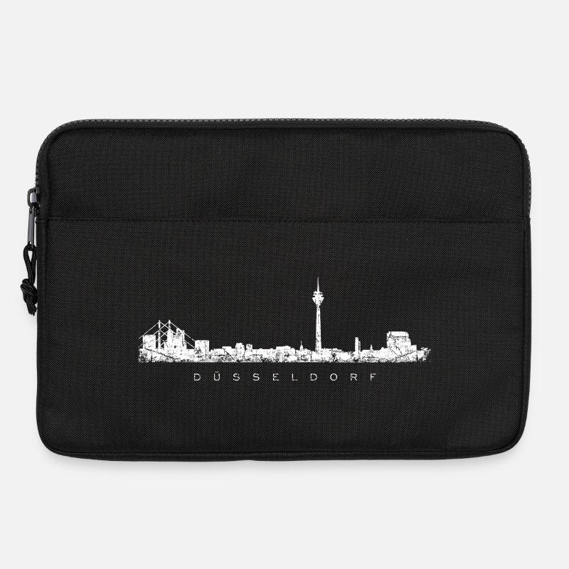 Die Skyline von Düsseldorf (Vintage/Weiß) - Laptoptasche 13" - Schwarz