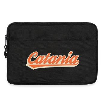 Lettrage rétro Catania en orange - Sacoche pour ordinateur portable 13 pouces - noir - Devant