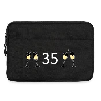 35e anniversaire 35 ans Numéro 35 Blanc - Sacoche pour ordinateur portable 13 pouces - noir - Devant
