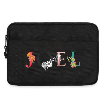 JOEL Namenskunst mit gestickten Blumen - Laptoptasche 13" - Schwarz - Vorne