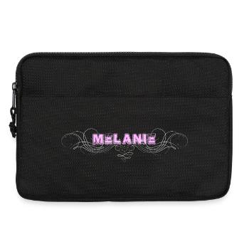 MELANIE lettering with decorative lines - Laptop bag 13" - black - Front