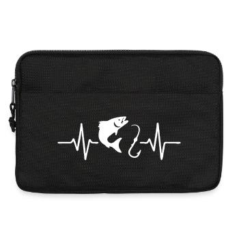 Angeln Herzschlag - Fisch und Haken Linie Art Design - Laptoptasche 13" - Schwarz - Vorne