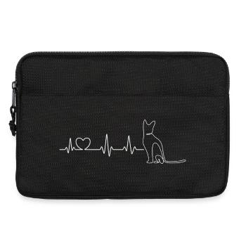 Cat silhouette with heartbeat - Laptop bag 13" - black - Front