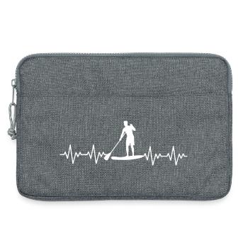 Stand up paddle SUP EKG Herzschlag - Laptoptasche 13" - Grau meliert - Vorne