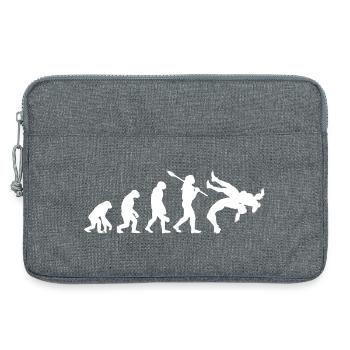 Évolution des sports de combat en silhouette de lutte - Sacoche pour ordinateur portable 13 pouces - gris chiné - Devant