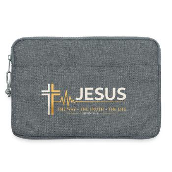 Verset biblique de Jésus, La voie de la vérité, la vie - Sacoche pour ordinateur portable 13 pouces - gris chiné - Devant