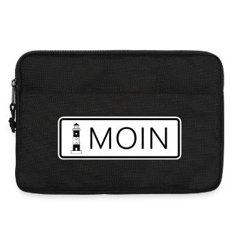 Autocollant : Phare avec lettres Moin - Sacoche pour ordinateur portable 13 pouces - noir - Devant