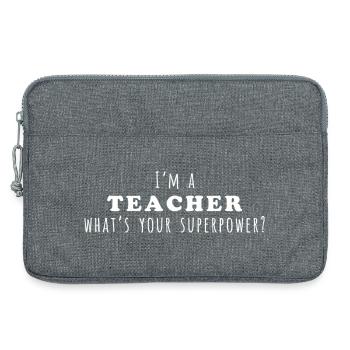 Teacher Superpower Quote Design - Laptop bag 13" - heather grey - Front